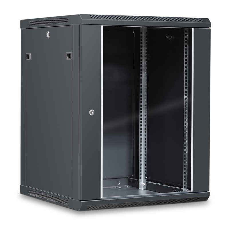 Coffret réseau 19'' 15U porte vitrée 600x600 noir démonté