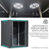 Coffret réseau 19'' 15U porte vitrée 600x600 noir monté