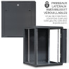 Coffret réseau 19'' 15U porte vitrée 600x600 noir monté