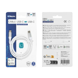 Cordon Nylon USB Type C Mâle-Mâle 60W 1.00m Blanc S
