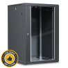 Coffret réseau 19'' 18U porte vitrée 600x600 noir monté
