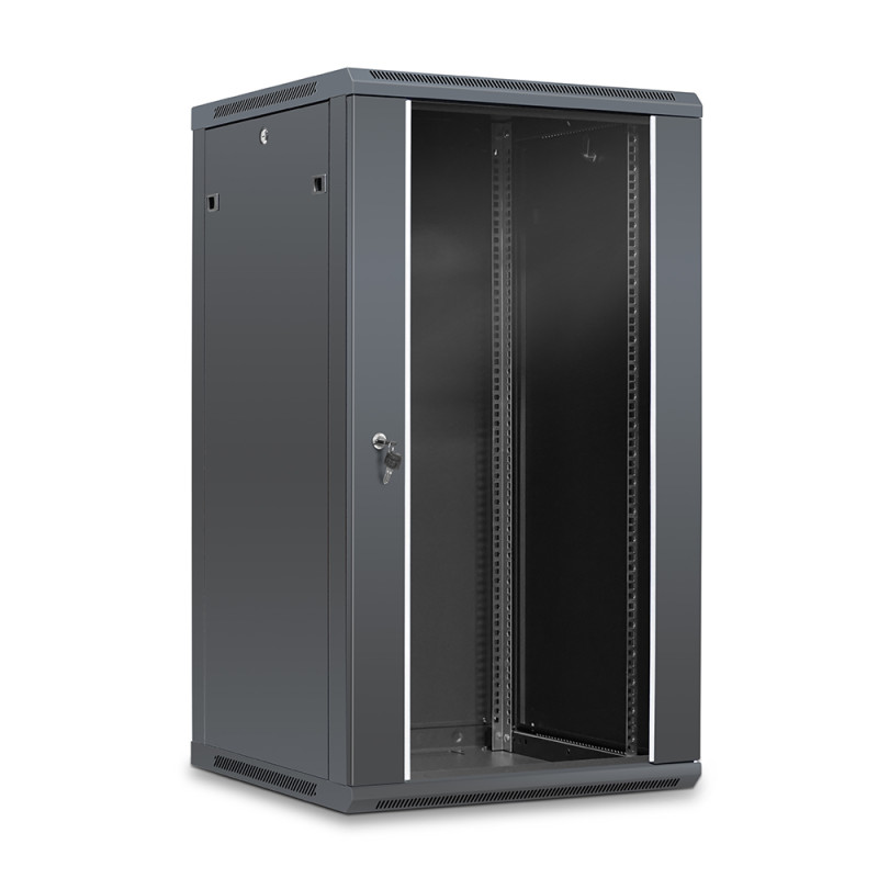 Coffret réseau 19'' 22U porte vitrée 600x600 noir démonté