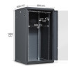 Coffret réseau 19'' 22U porte vitrée 600x600 noir démonté