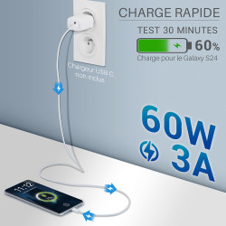 Cordon Nylon USB Type C Mâle-Mâle 60W 2.00m Blanc S