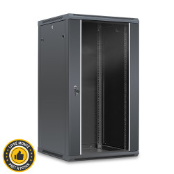 Coffret réseau 19'' 22U porte vitrée 600x600 noir monté