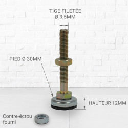 Jeu de 4 pieds réglable pour coffret ou armoire