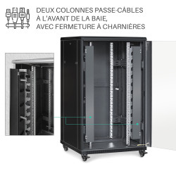 Baie de brassage réseau 27U noire 800x800 montée