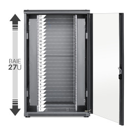 Baie de brassage réseau 27U noire 800x800 montée