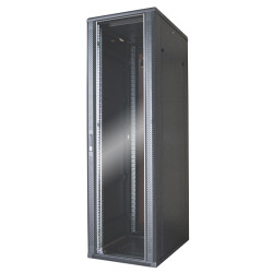 Baie serveur 42U 600x1000 porte verre/4 ventil/arrière saloon nid abe