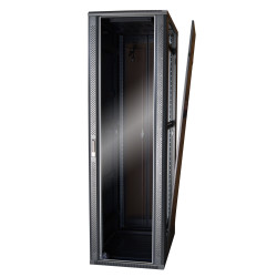 Baie serveur 42U 600x1000 porte verre/4 ventil/arrière saloon nid abe