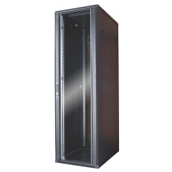 Baie serveur 42U 800x1000 porte verre/4 ventil/arrière saloon nid abe