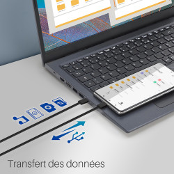 Cordon Nylon USB Type C Mâle-Mâle 60W 2.00m Noir S
