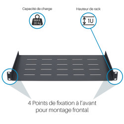 Plateau noir fixation avant 250mm 1U