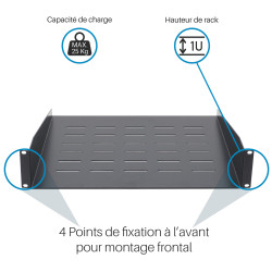 Plateau noir fixation avant 400mm 2U