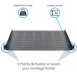 Plateau noir fixation avant 450mm 1U