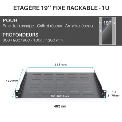 Plateau noir fixation avant 450mm 1U