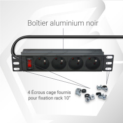 Bandeau 4 prises cordon 1.80m pour coffret 10  avec interupteur