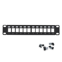 Panneau de brassage noir 10  1U vide 12 ports