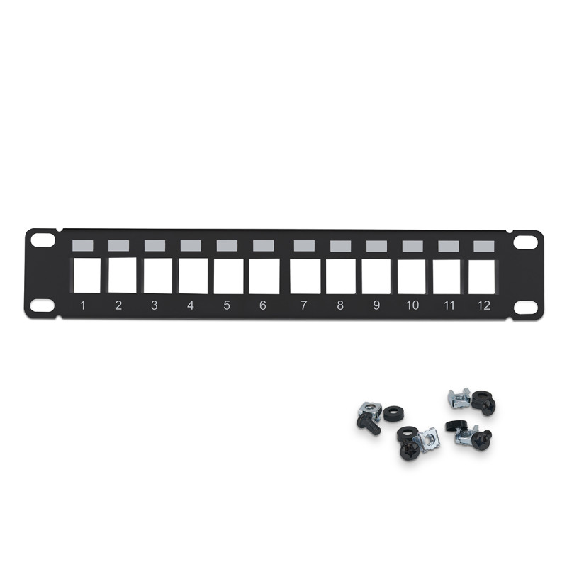 Panneau de brassage noir 10  1U vide 12 ports