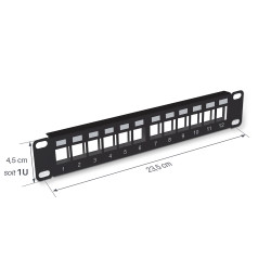 Panneau de brassage noir 10  1U vide 12 ports
