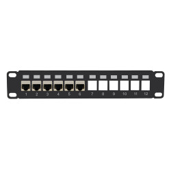Panneau de brassage noir 10  1U vide 12 ports