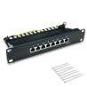 Panneau de brassage noir 8 ports Cat. 6 blindé rackable 10 