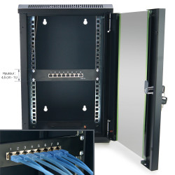 Panneau de brassage noir 8 ports Cat. 6 blindé rackable 10 