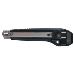 Cutter pro solide avec lame 18mm et réserve 2 lames dans réceptacle