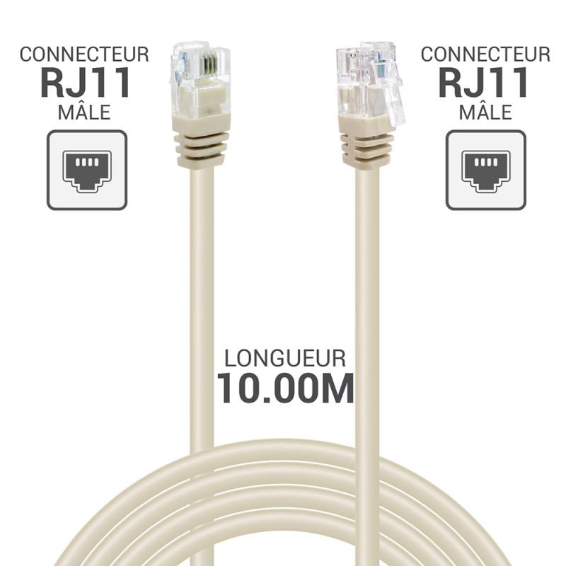 Cordon ADSL RJ11 M/M 10.00M