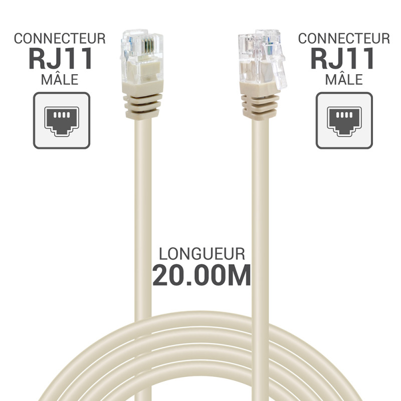 Cordon ADSL RJ11 M/M 20.00M