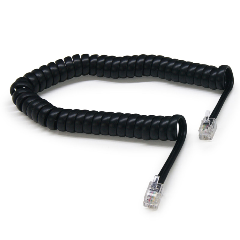 Cordon téléphone spiralé RJ9 pour combiné 2.00M noir