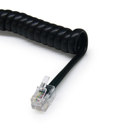 Cordon pour Combiné Téléph Extensible en Spirale RJ9 35 cm à 2 m Noir
