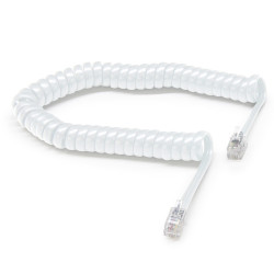 Cordon pour Combiné Télép Extensible en Spirale RJ9 35 cm à 2 m Blanc