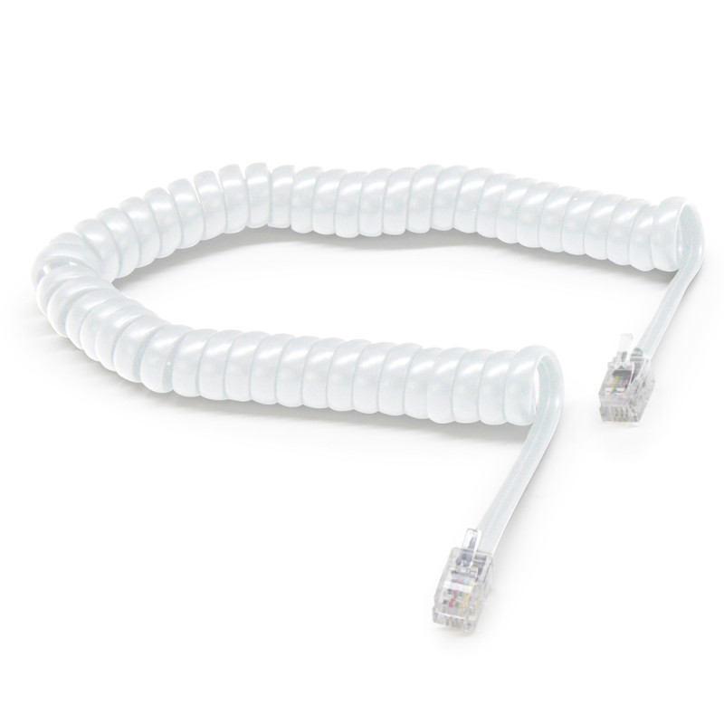 Cordon pour Combiné Télép Extensible en Spirale RJ9 35 cm à 2 m Blanc
