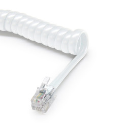Cordon pour Combiné Télép Extensible en Spirale RJ9 35 cm à 2 m Blanc