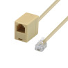 Rallonge téléphonique RJ11 Male à RJ11 Femelle 5,00 mètres Beige