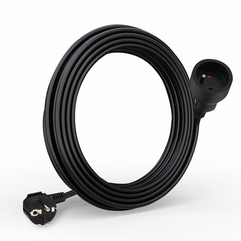 Rallonge Prolongateur électrique 2P+T 3G1.5mm2 - 5.00 mètres noir