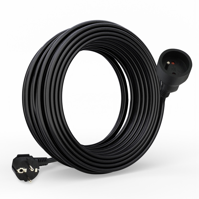 Rallonge Prolongateur électrique 2P+T 3G1.5mm2 - 10.00 mètres noir
