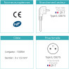 Rallonge Prolongateur électrique 2P+T 3G1.5mm2 - 10.00 mètres noir