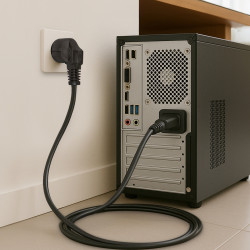Cordon alimentation secteur 2 P+T CEE7/IEC C13 10A/250V 5,00 Mètres