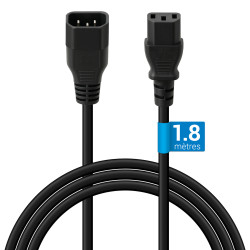 Rallonge alimentation IEC C13 / IEC C14 10A/250V 1.80 Mètre noire