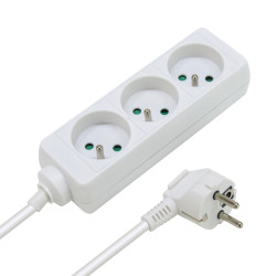 Multiprise électrique sans interrupteur 3 prises 1.50m blanche NF