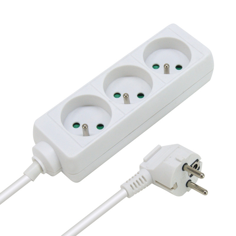 Multiprise électrique sans interrupteur 3 prises 1.50m blanche NF