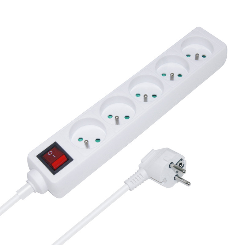 Multiprise électrique avec interrupteur 5 prises 1.50m blanche NF