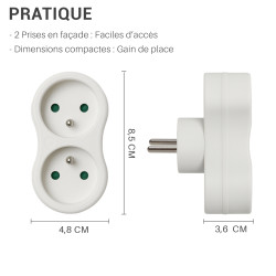 Multiprise monobloc  2 Femelles Schuko 16A