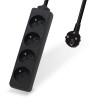 Multiprise électrique sans interrupteur 4 prises cable 1.50m noire NF
