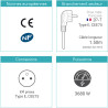 Multiprise électrique sans interrupteur 4 prises cable 1.50m noire NF