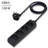 Multiprise électrique sans interrupteur 4 prises cable 1.50m noire NF