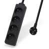 Multiprise électrique sans interrupteur 4 prises cable 3,00m noire NF