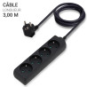 Multiprise électrique sans interrupteur 4 prises cable 3,00m noire NF